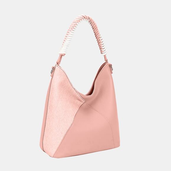 David Jones Woven Handle PU Leather Shoulder Handbag | Light Pink - Picture 2 of 5